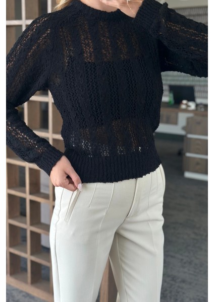 Siyah Örme Triko Bluz - 4413 indirimleri