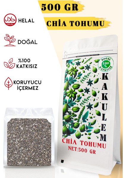 Sertifikalı 500 gr Glutensiz Doğal Katkısız Chia Tohumu Vegan Protein