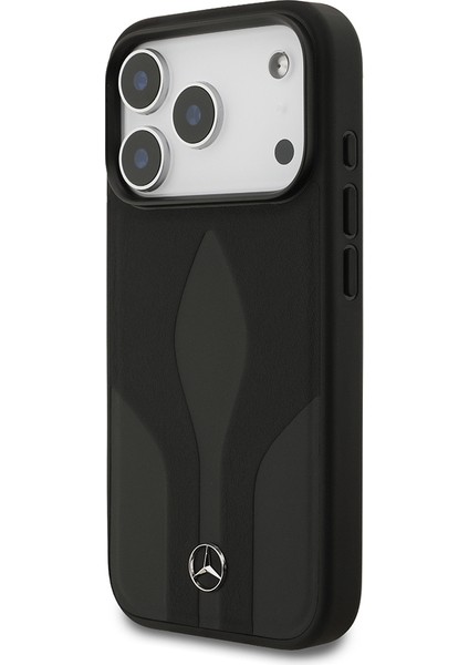 iPhone 17 Pro Uyumlu Kılıf Mercedes Benz Lisanslı M-Safe Şarjlı Dokulu Desenli Deri Kapak Siyah fiyatları