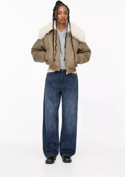 Allbucks Pull&bear, Yakası Suni Kürklü Bomber Ceket ABPNB1005 modelleri