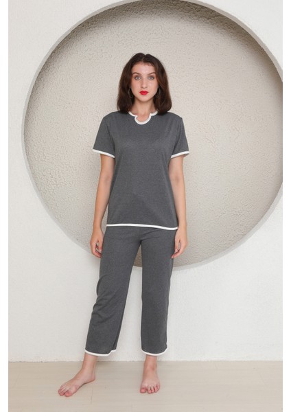 Kadın Kısa Kollu Gri Pijama Takımı fiyatları