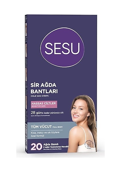 Sesu Hassas Ciltler Için Tüm Vücut 20'li Sir Ağda Bandı (6 Adet)