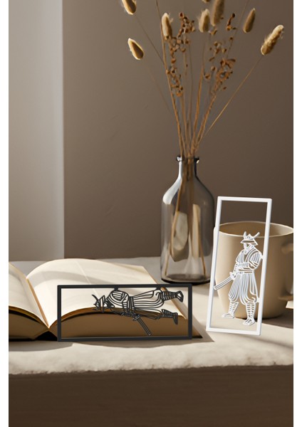 Samuray Kitap Ayracı, Modern Tasarım, Hafif ve Şık 2’li, Siyah ve Beyazın Modern Uyumu