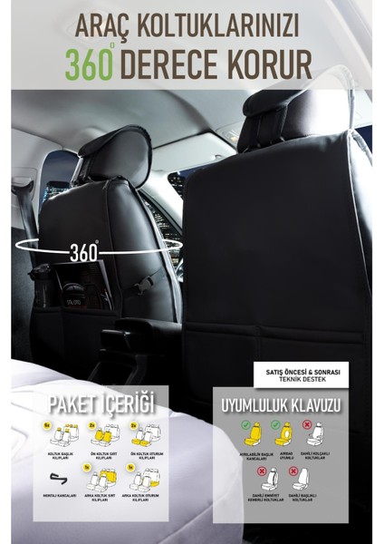 Fiat Egea S-Design Uyumlu Oto Koltuk Kılıfı Deri, Kumaş Elegance Füme indirimleri