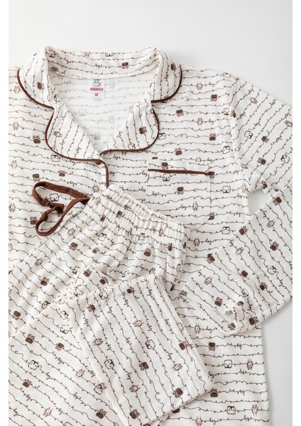 Uzun Kol Gömlek Yaka Kadın Büyük Beden Pinterest Pijama Takımı - Mevsimlik Kadın Pijama fırsatları