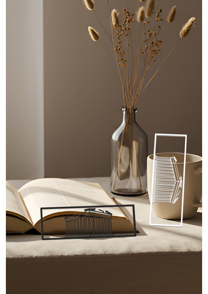 Petra Kitap Ayracı, Modern Tasarım, Hafif ve Şık 2’li, Siyah ve Beyazın Modern Uyumu