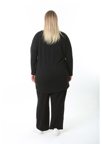 Yünlü Viskon Desenli Likralı Kadın Büyük Beden Tunik indirimleri