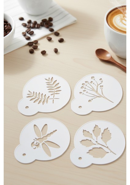 Kahve Şablonu, Kahve Süsleme Seti, Tatlı Süsleme Seti, 4'lü Set modelleri