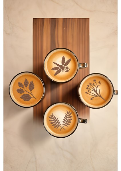 Kahve Şablonu, Kahve Süsleme Seti, Tatlı Süsleme Seti, 4'lü Set