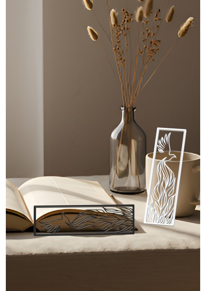 Anka Kuşu Kitap Ayracı, Modern Tasarım, Hafif ve Şık 2’li, Siyah ve Beyazın Modern Uyumu fiyatları