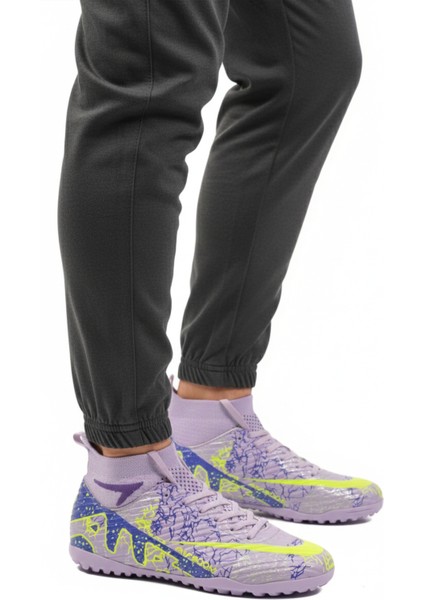 Lila-Mor Çoraplı Unisex Halı Saha Ayakkabısı Air 600 G modelleri
