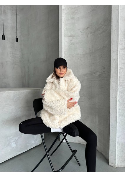 Premium Kumaş Kuzu Fermuarlı Mont