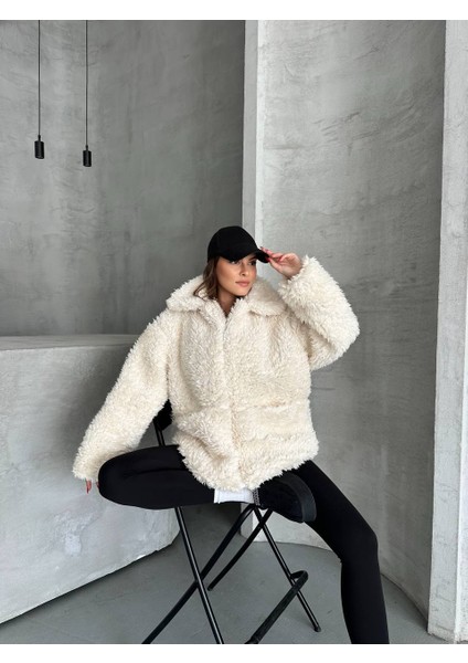 Premium Kumaş Kuzu Fermuarlı Mont