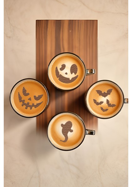 Kahve Şablonu, Kahve Süsleme Seti, Tatlı Süsleme Seti, 4'lü Set