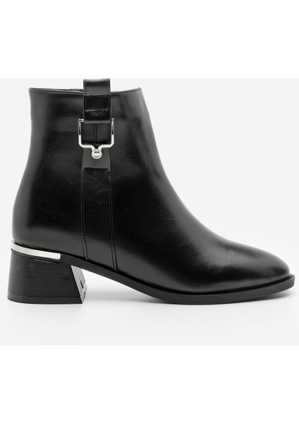 Kadın Kalın Topuk Tokalı Metal Ökçe Topuklu Bot Dimon Siyah modelleri