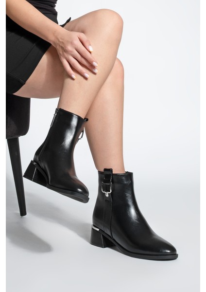 Kadın Kalın Topuk Tokalı Metal Ökçe Topuklu Bot Dimon Siyah fırsatları