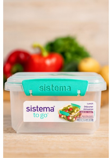 To Go Lunch Box 1.2 L – Bpa’sız Saklama Kabı, Renkli Klipsli (Mor/mavi/yeşil)