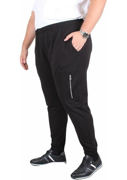 Büyük Beden Classic Eşofman Altı Dik Fermuarlı 25501 Sıyah