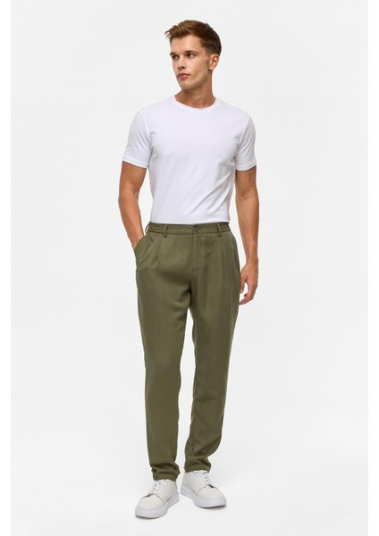 Koyu Haki Slim Armürlü Jogger Pantolon
