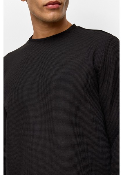 Siyah Regular Düz Bisiklet Yaka Sweatshirt indirimleri