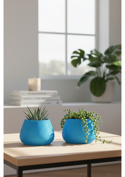 2’li Modern Saksı Seti, Dekoratif Saksı, Minimalist Saksı, Kırmızı, 12CM fiyatları