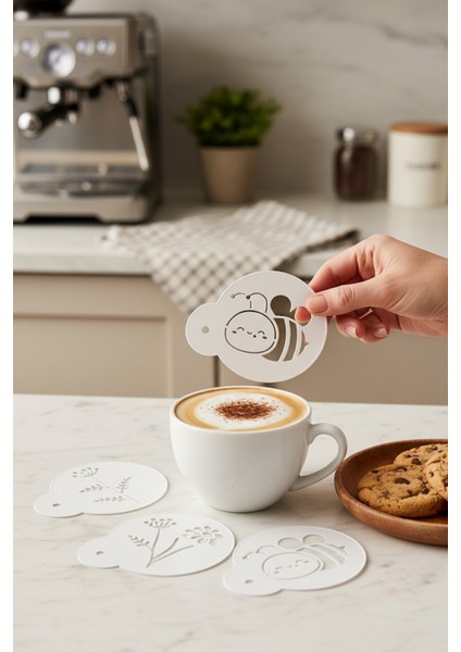 Kahve Şablonu, Kahve Süsleme Seti, Tatlı Süsleme Seti, 4'lü Set fiyatları