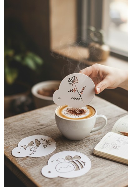 Kahve Şablonu, Kahve Süsleme Seti, Tatlı Süsleme Seti, 4'lü Set modelleri
