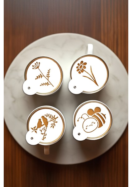 Kahve Şablonu, Kahve Süsleme Seti, Tatlı Süsleme Seti, 4'lü Set indirimleri