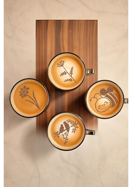 Kahve Şablonu, Kahve Süsleme Seti, Tatlı Süsleme Seti, 4'lü Set