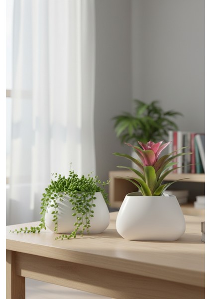 2’li Modern Saksı Seti, Dekoratif Saksı, Minimalist Saksı, Siyah, 12CM fiyatları