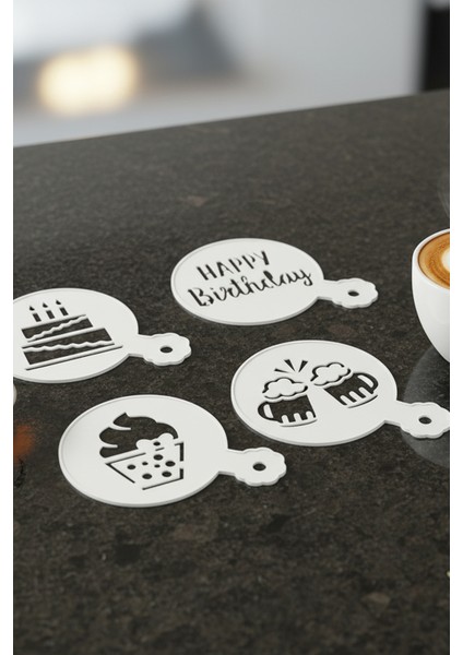 Kahve Şablonu, Kahve Süsleme Seti, Tatlı Süsleme Seti, 4'lü Set fiyatları