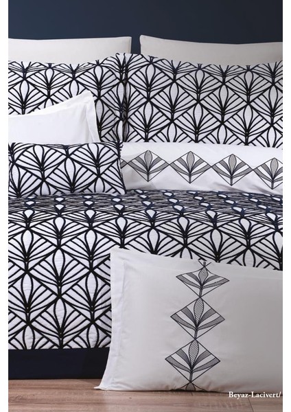 Polina 10 Parça Çeyiz Seti Beyaz Lacivert