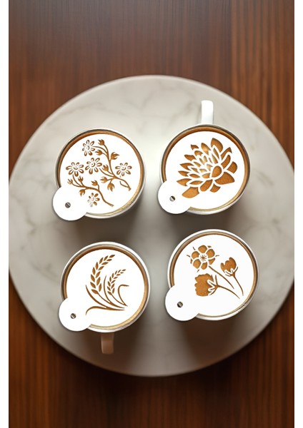 Kahve Şablonu, Kahve Süsleme Seti, Tatlı Süsleme Seti, 4'lü Set indirimleri