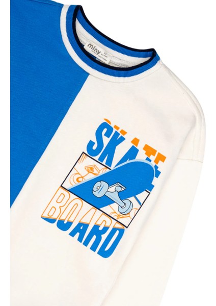 Erkek Çocuk Kaykay Baskılı Renk Bloklu Sweatshirt indirimleri