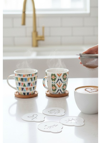 Kahve Şablonu, Kahve Süsleme Seti, Tatlı Süsleme Seti, 4'lü Set fiyatları