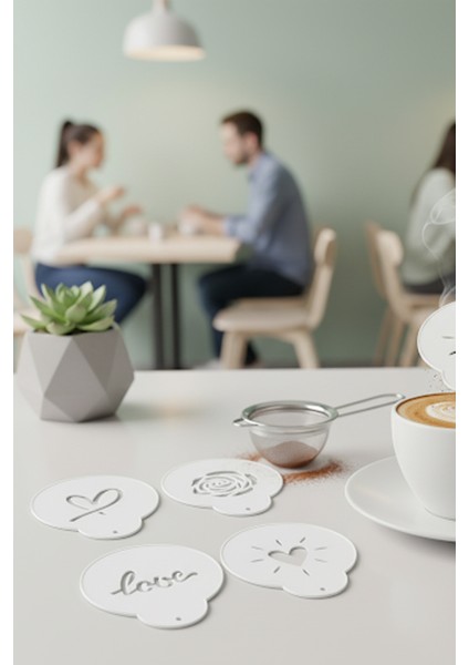 Kahve Şablonu, Kahve Süsleme Seti, Tatlı Süsleme Seti, 4'lü Set modelleri