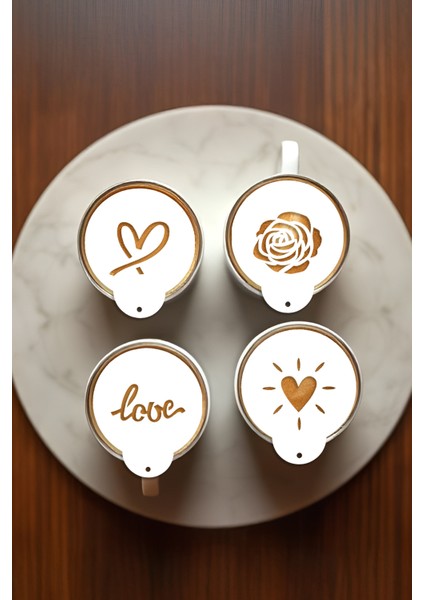 Kahve Şablonu, Kahve Süsleme Seti, Tatlı Süsleme Seti, 4'lü Set indirimleri