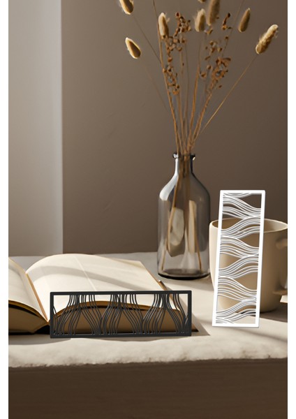 Frekanslar Kitap Ayracı, Modern Tasarım, Hafif ve Şık 2’li, Siyah ve Beyazın Modern Uyumu