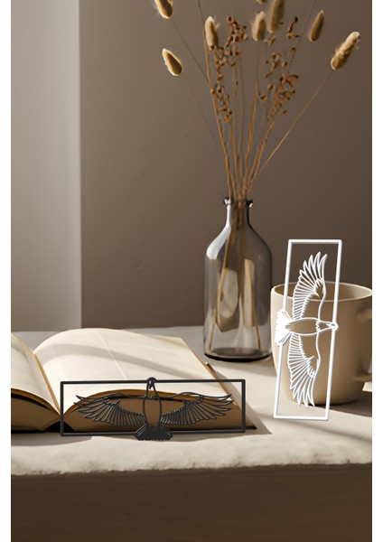 Güçlü Kartal Kitap Ayracı, Modern Tasarım, Hafif ve Şık 2’li, Siyah ve Beyazın Modern Uyumu