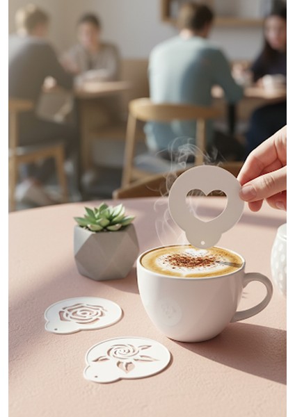 Kahve Şablonu, Kahve Süsleme Seti, Tatlı Süsleme Seti, 4'lü Set