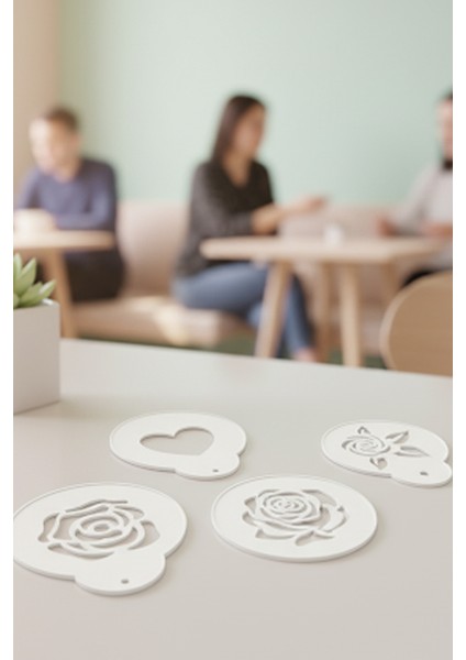 Kahve Şablonu, Kahve Süsleme Seti, Tatlı Süsleme Seti, 4'lü Set modelleri