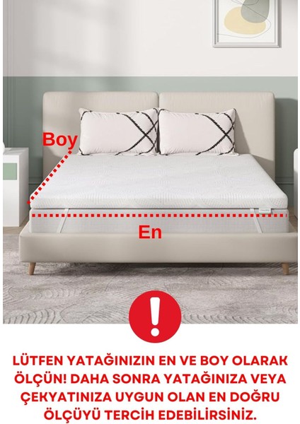 Tek Kişilik Ortopedik Yatak Koruyucu Ped 5 cm Lastikli Pamuk Örme Visco Sünger Beyaz