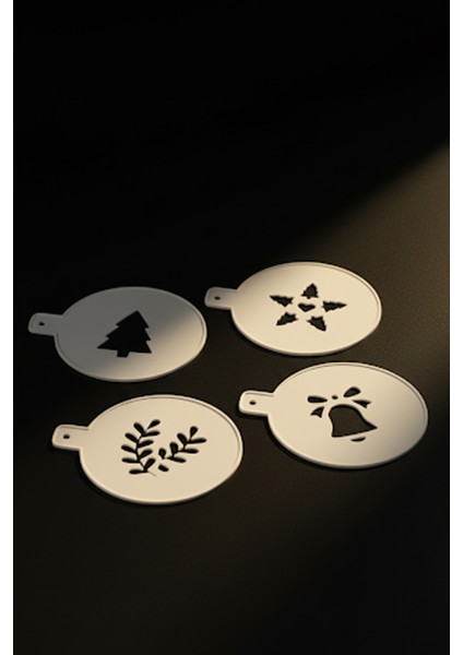 Kahve Şablonu, Kahve Süsleme Seti, Tatlı Süsleme Seti, 4'lü Set