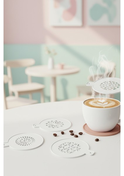 Kahve Şablonu, Kahve Süsleme Seti, Tatlı Süsleme Seti, 4'lü Set fiyatları