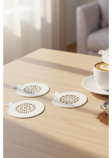 Kahve Şablonu, Kahve Süsleme Seti, Tatlı Süsleme Seti, 4'lü Set modelleri