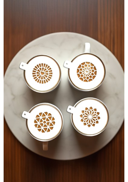 Kahve Şablonu, Kahve Süsleme Seti, Tatlı Süsleme Seti, 4'lü Set indirimleri