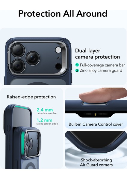 Apple iPhone 17 Pro Classic Hybrid Magsafe Standlı Kılıf - Kamera Kontrol Buton modelleri