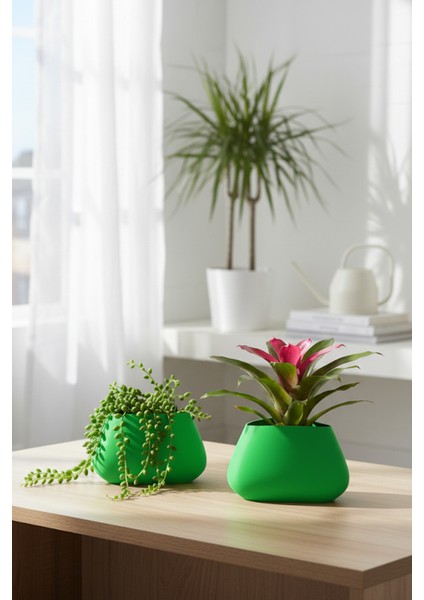 2’li Modern Saksı Seti, Dekoratif Saksı, Minimalist Saksı, Siyah, 12CM fırsatları