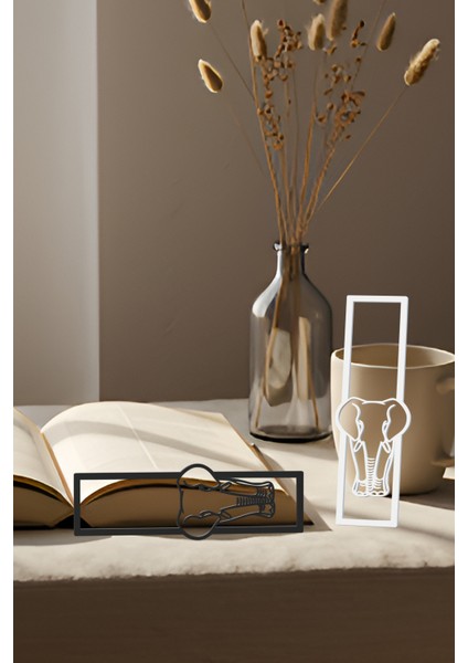 Fil Kitap Ayracı, Modern Tasarım, Hafif ve Şık 2’li, Siyah ve Beyazın Modern Uyumu