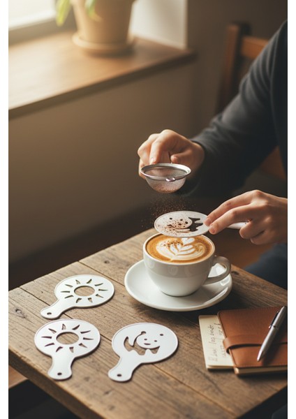 Kahve Şablonu, Kahve Süsleme Seti, Tatlı Süsleme Seti, 4'lü Set fiyatları